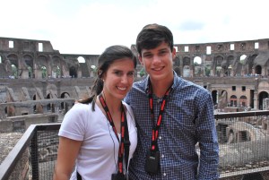 My son and daughter at the Roman Colosseum
